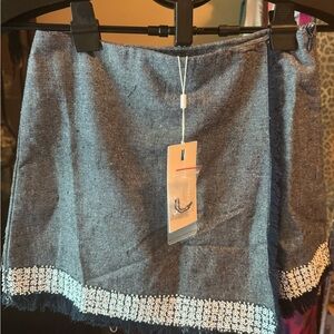 Anthropologie Endless Rose Black and White Fringe Skort